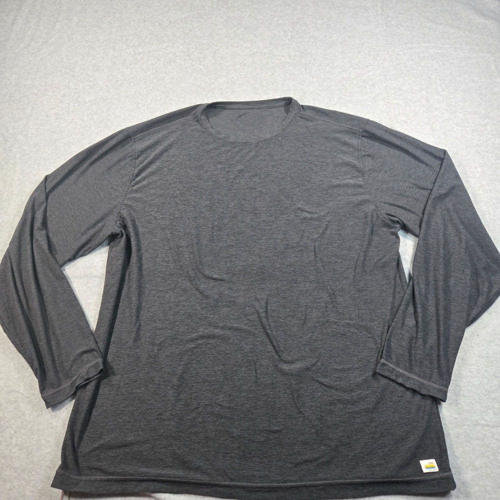 Vuori Mens Charcoal Heather Grey Long Sleeve Performance Crew Neck Shirt XL